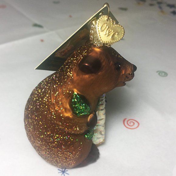 90s but NWT BLOWN GLASS Old World Christmas BEAVER Tree Ornament 🎄 - Picture 4 of 9
